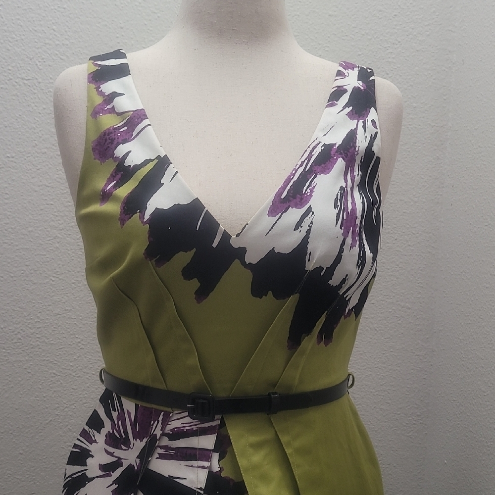 Nine West Green and Purple Sleeveless Dress